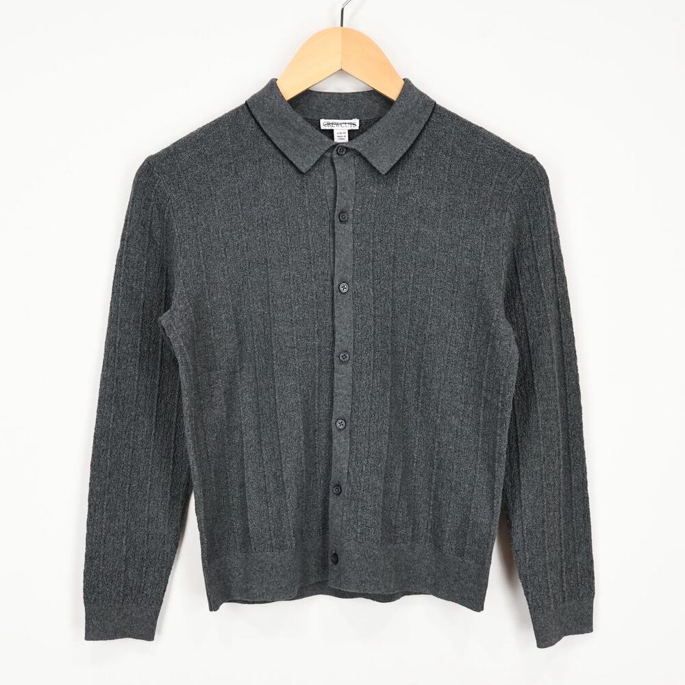 J.Crew Crewcuts Kids Tipped Cotton Cardigan Sweater Polo Gray Size L 10-11 NWT